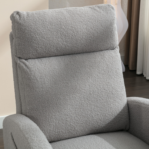 Mid Century Modern Teddy Fabric Upholstered Rocking Chair Padded Seat For Living Room Bedroom