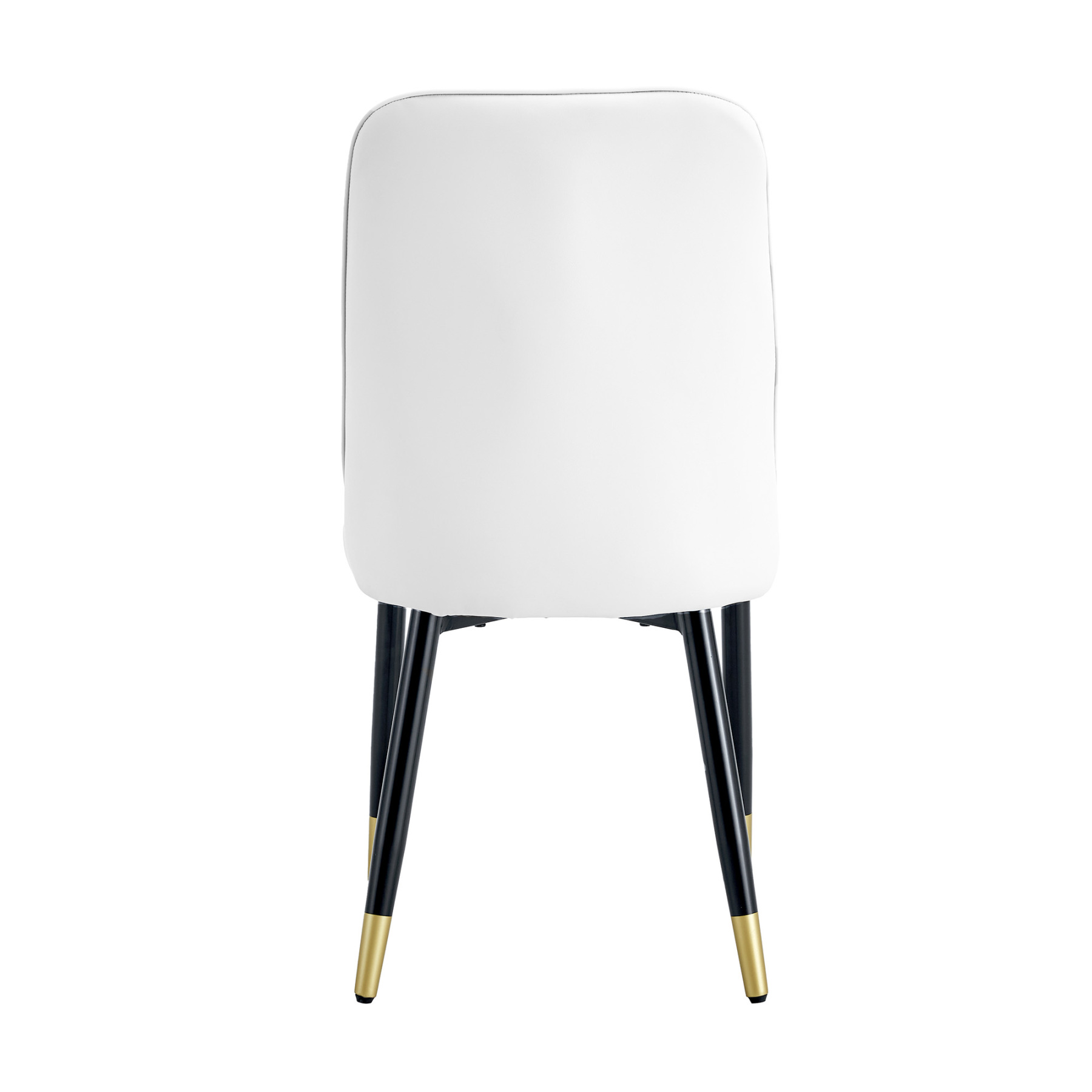 OKWISH White PU Dining Chairs Set with Black Metal Legs