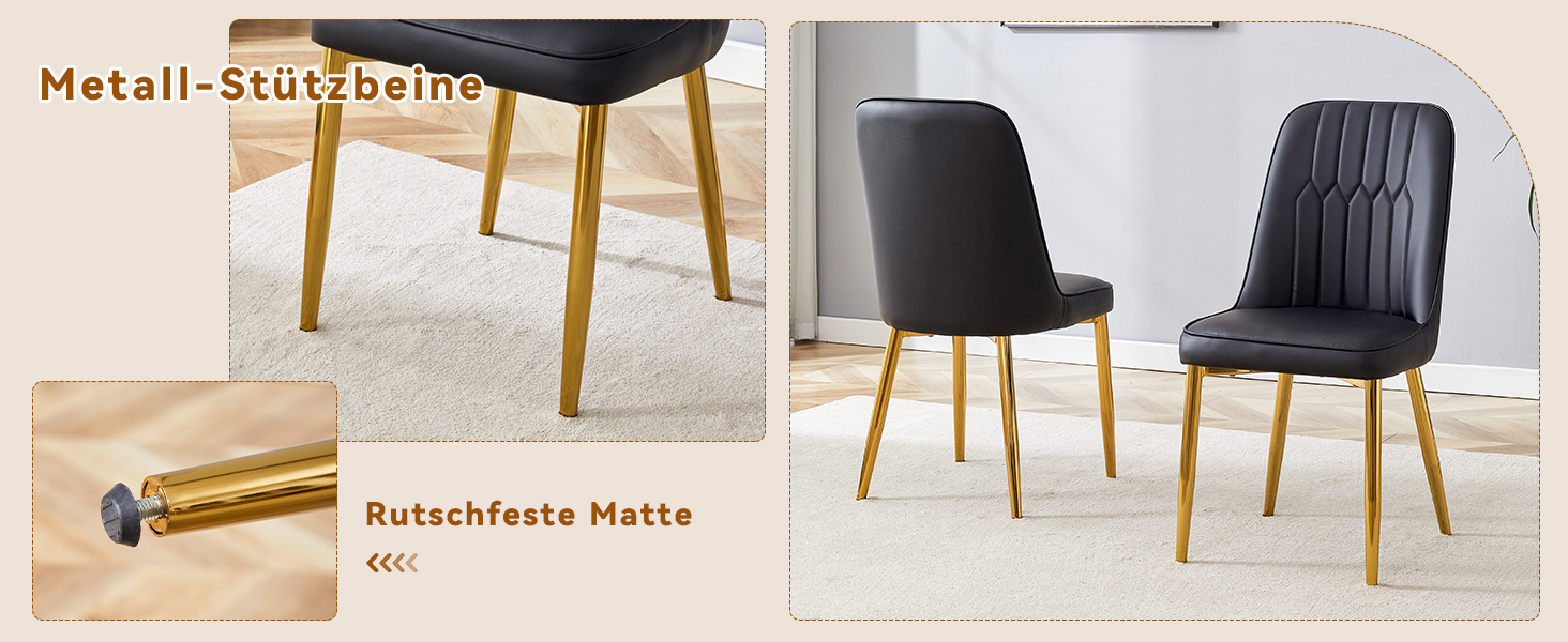 OKWISH Black Dining Chair with Gold Metal Legs