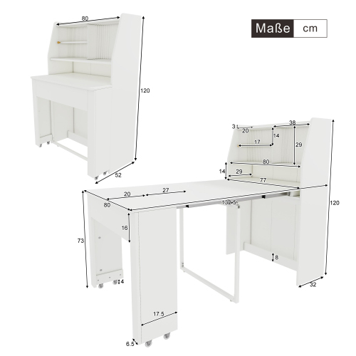 Ausziehbarer Esstisch mit Aufbewahrungsschrank-OKWISH