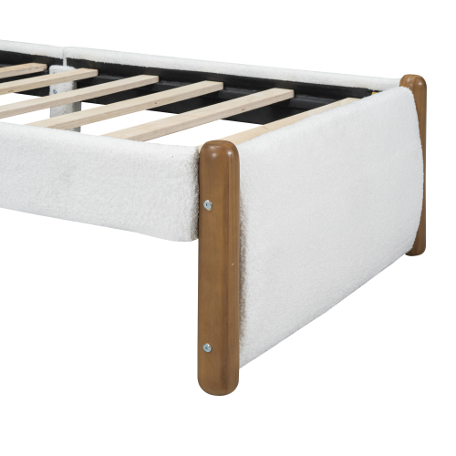 90*200cm Flachbett, Polsterbett, Kinderbett, weißes Kopfteil, minimalistisches Styling