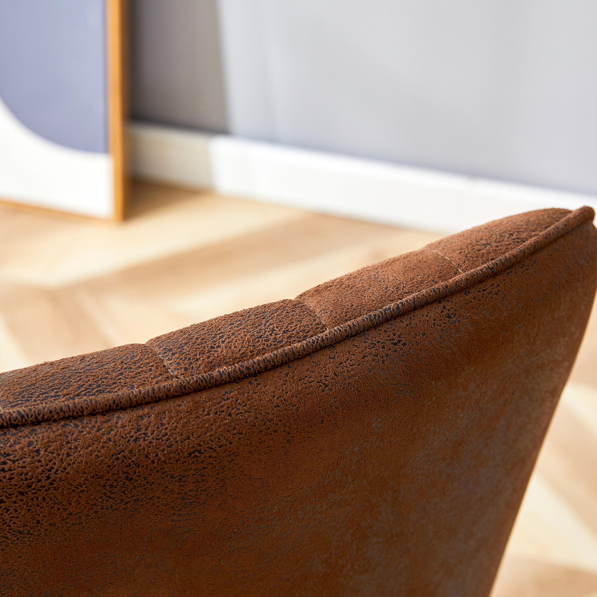 OKWISH Set of 2 Brown Dining Chairs with Metal Legs