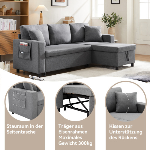 L-förmiges Sofa mit Schlaffunktion-OKWISH