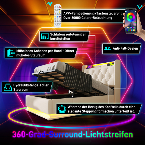 Hydraulisch gepolstertes Doppelbett aus PU-Material-OKWISH