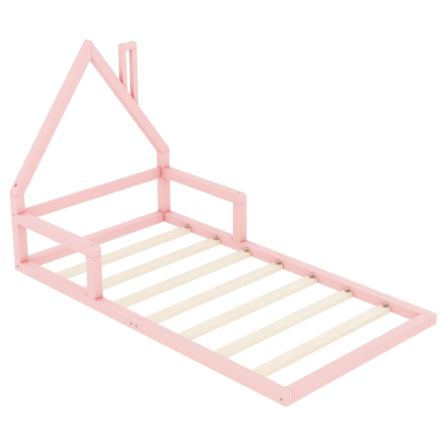 90*200cm Kinderbett, Flachbett, Hausform, Kiefer massiv, einfache Form