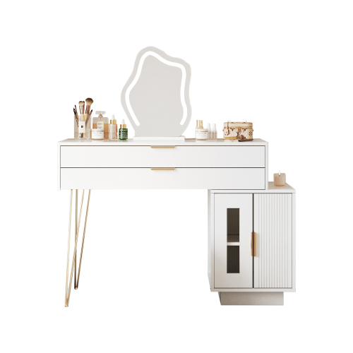 Ausziehbarer Schminktisch mit LED-Lichtspiegel-OKWISH