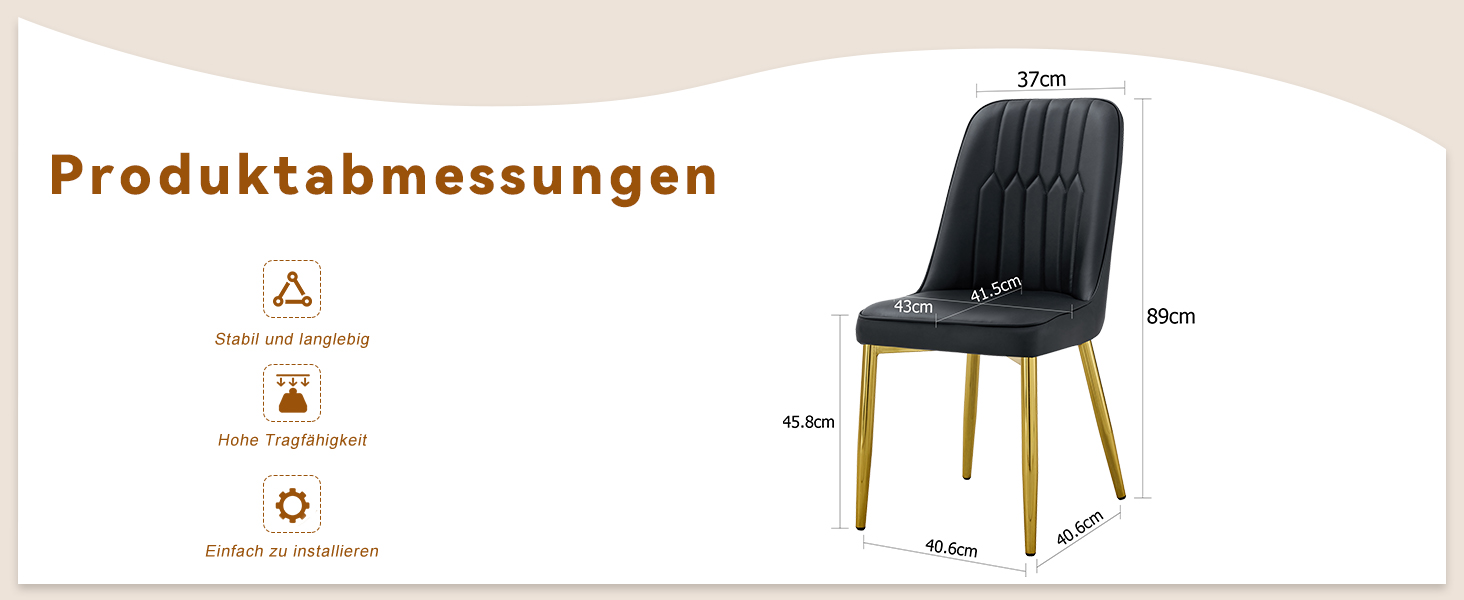OKWISH Black Dining Chair with Gold Metal Legs