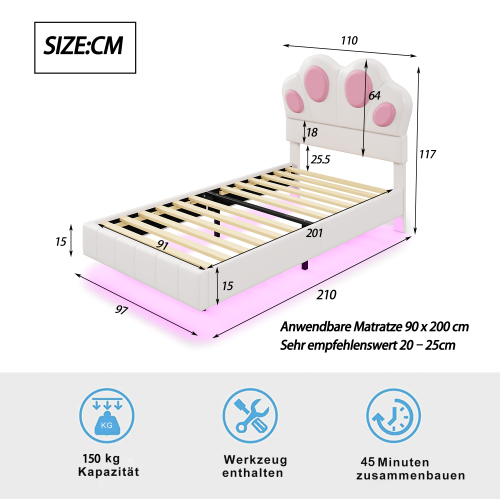Polsterbett für Kinder in Katzenpfotenform-OKWISH