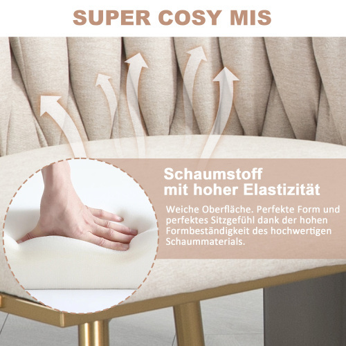 Casual Dining Chair Sofa Chair Leinenstoff gepolsterter Loungesessel (Eisenfüße) 2pcs/set 