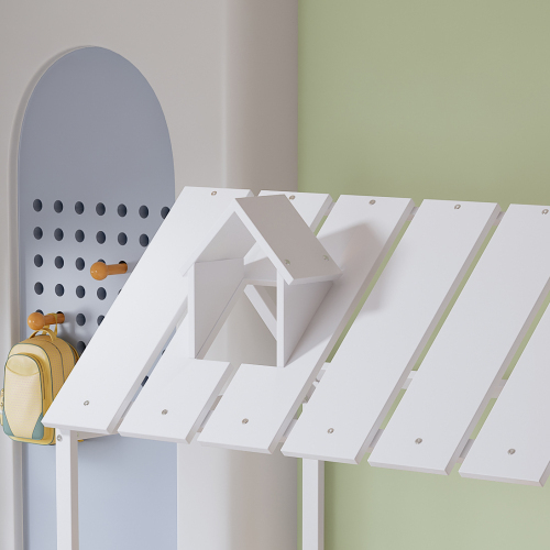 Tisch、Schreibtisch、Arbeitstisch、mit Richtungsrädern、Kiefer+MDF、Weiß+Natur 