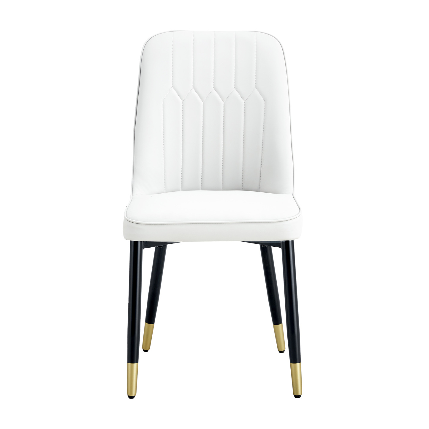 OKWISH White PU Dining Chairs Set with Black Metal Legs