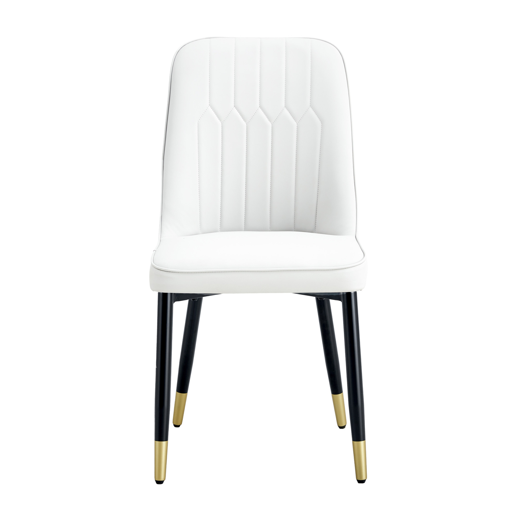 OKWISH White PU Dining Chairs Set with Black Metal Legs