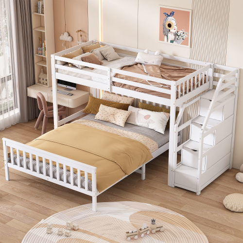 90*200cm/140*200cm Etagenbett, Kinderbett, Aufbewahrungsleiter, EN747 zertifiziert