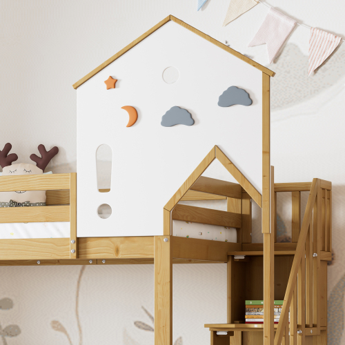 Kinderbett mit Dach und Fenstern-OKWISH