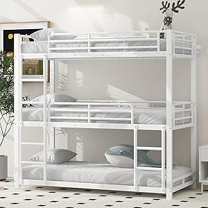 Familienbett mit Rausfallschutz Jugendbett Hochbett mit Lattenrost Metall