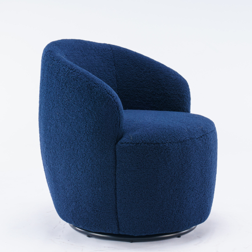 Soft Teddy Fabric Swivel Accent Armchair Barrel Chair With Black Powder Coating Metal Ring