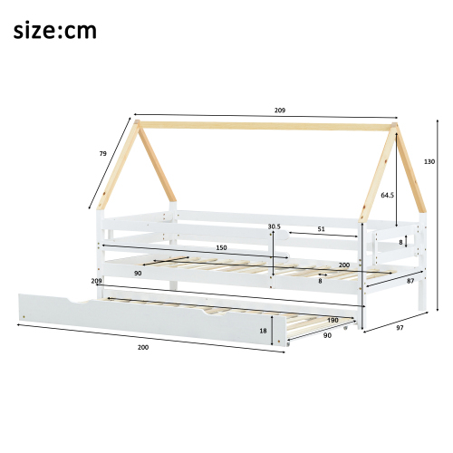 Naturfarbenes Kinderbett mit Dach-OKWISH