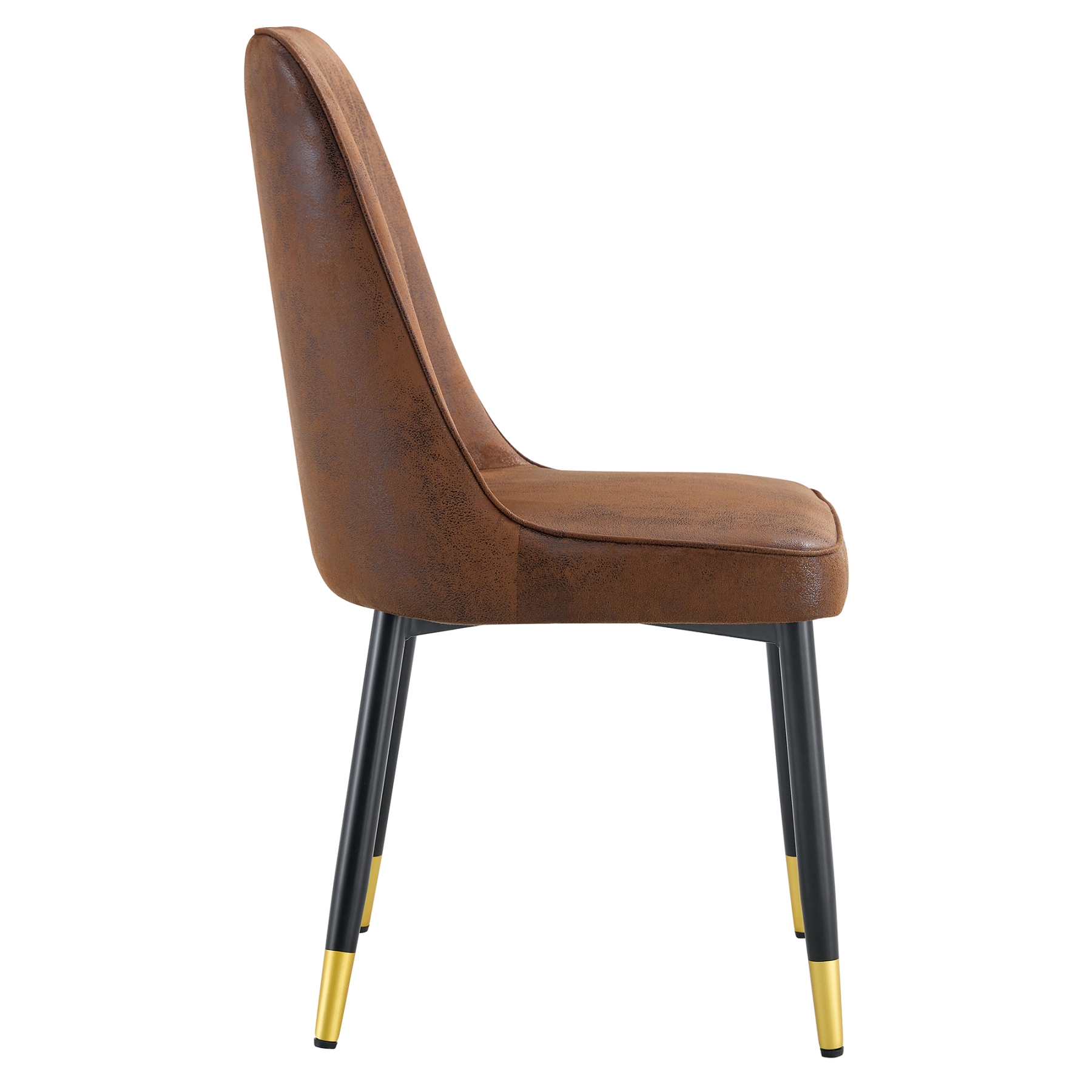 OKWISH Set of 2 Brown Dining Chairs with Metal Legs