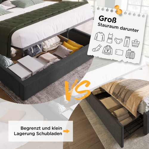 Hydraulisches Polsterbett mit Holzlattenrahmen-OKWISH