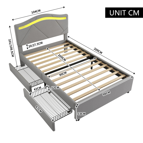 Polsterbett mit Lattenrost-OKWISH