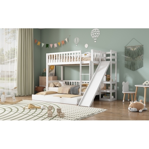 Etagenbett mit Rutsche und Regal-OKWISH