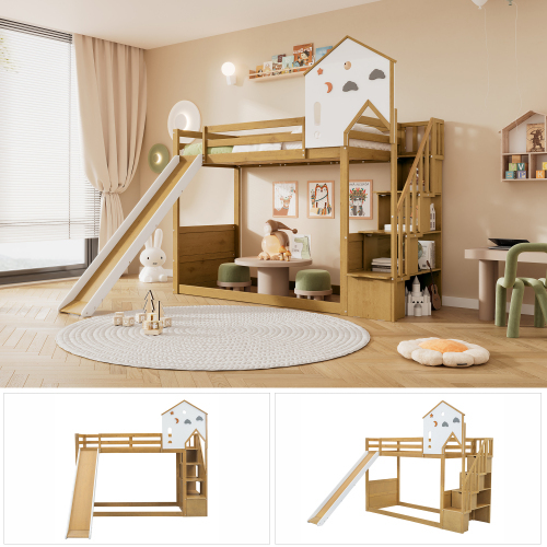 Kinderbett mit Dach und Fenstern-OKWISH