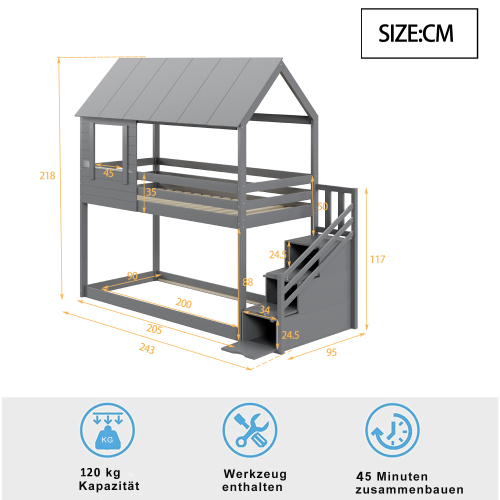 Etagenbett aus Holz für Kinder-OKWISH