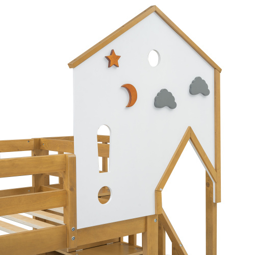 Kinderbett mit Dach und Fenstern-OKWISH