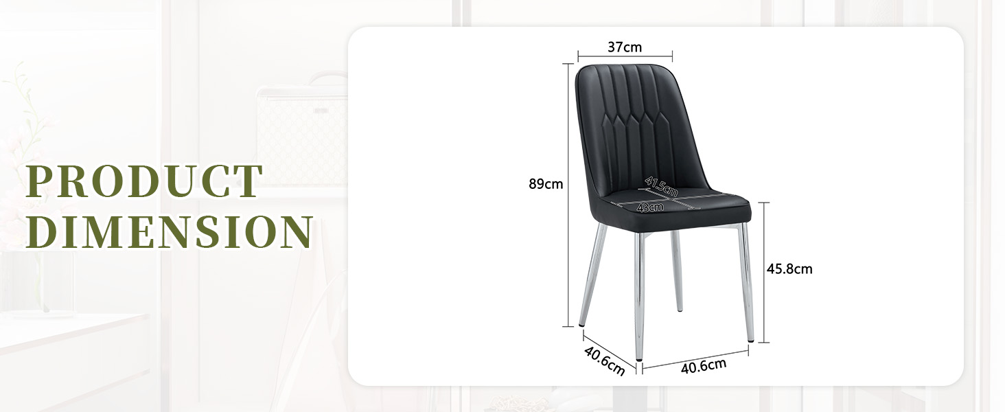 OKWISH Black Dining Chair with PU Leather and Metal Legs