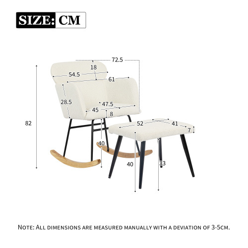 Robuster Schaukelstuhl mit Gestell aus Gummibaumholz und Pedalen-OKWISH