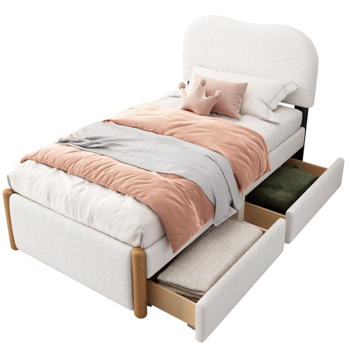 Gepolstertes Kinderbettbrett mit zwei Schubladen-OKWISH