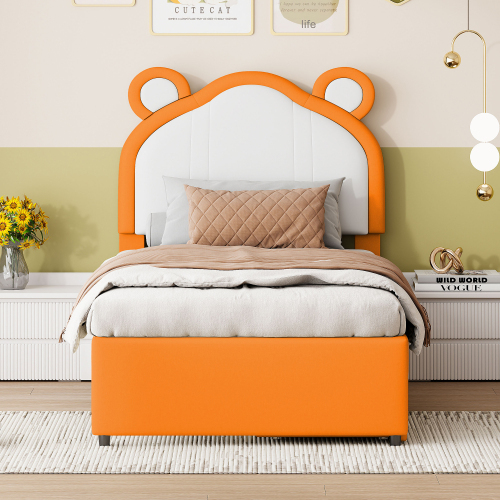 Gepolstertes Bett aus Kunstlederstoff-OKWISH