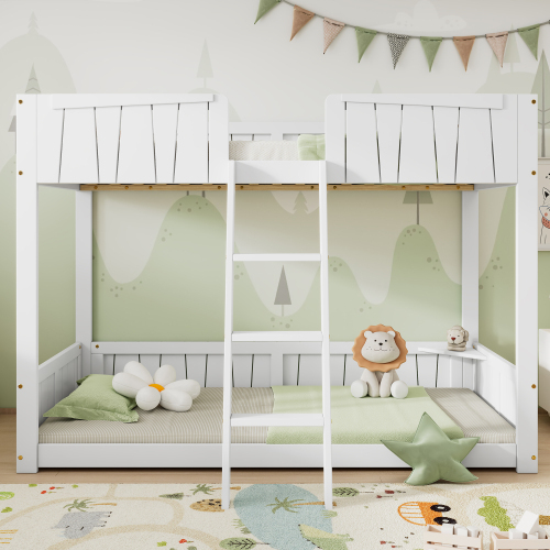 Massives Lattenrostbett mit offenem Regal-OKWISH