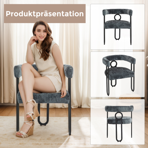 Esszimmerstuhl-Set aus Samt-OKWISH