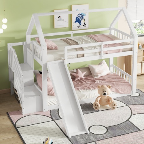 Etagenbett im Treppenhaus mit Stauraum-OKWISH