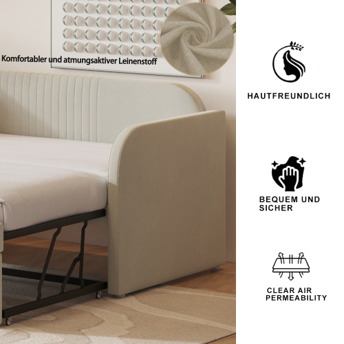 Bequemes, mit Leinen gepolstertes Bett-OKWISH