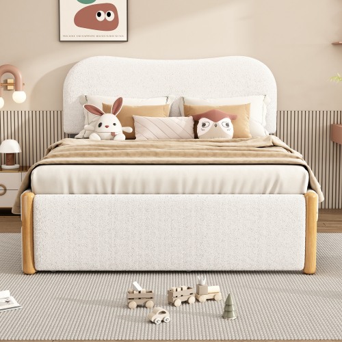 Flachbett, gepolstert, mit praktischem ausziehbares Rollbett, minimalistische Formgebung