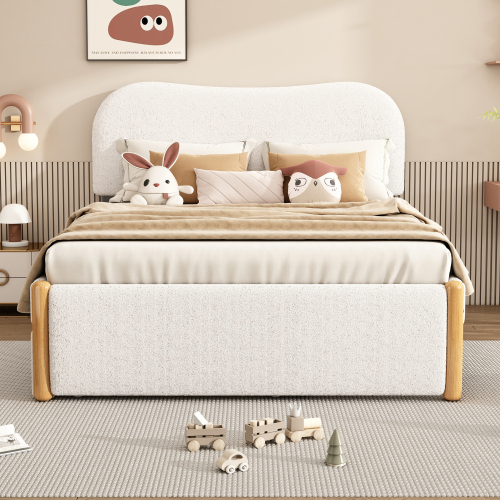 Flachbett, gepolstert, mit praktischem ausziehbares Rollbett, minimalistische Formgebung