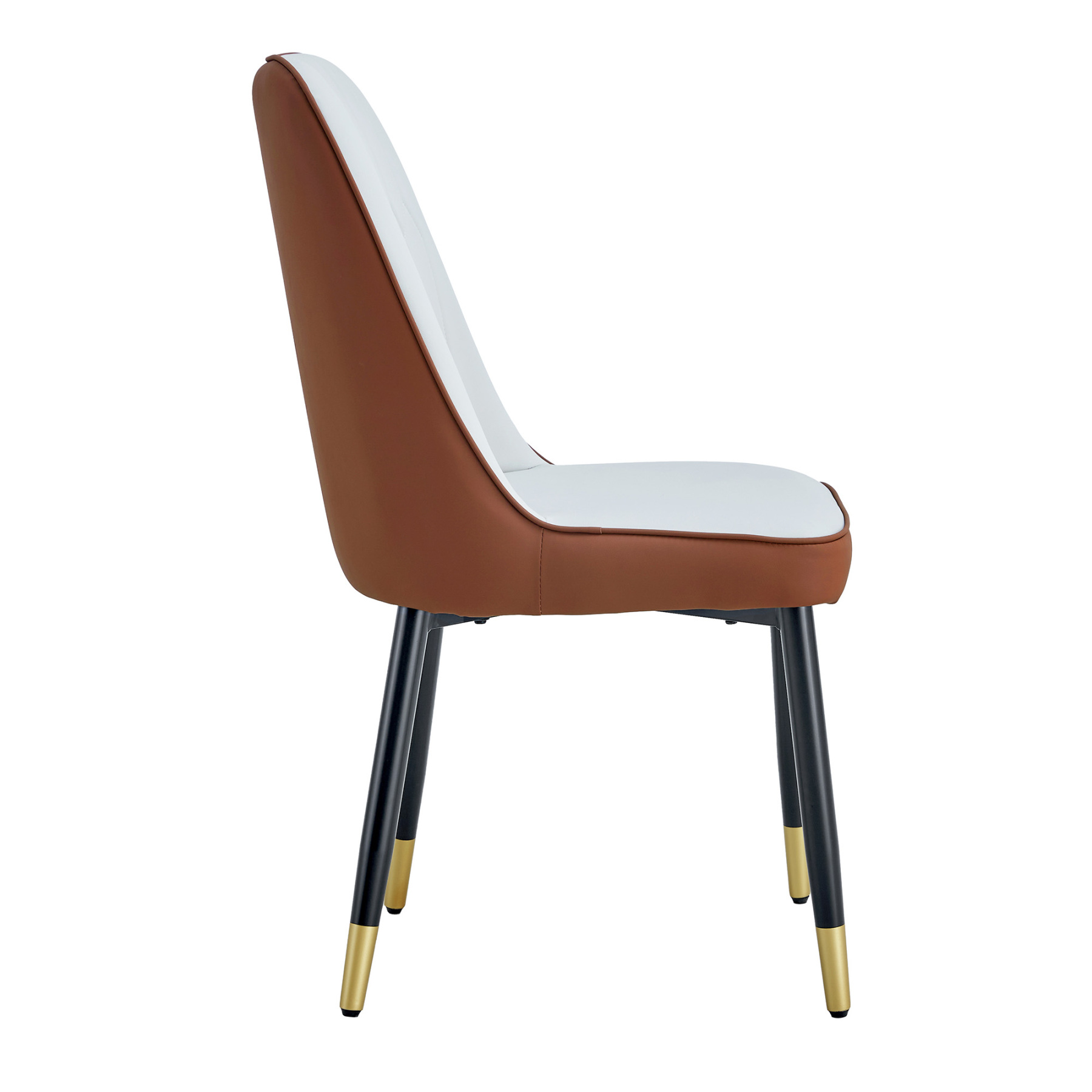 OKWISH Set of 2 Dining Chairs in Two-Tone PU Leather