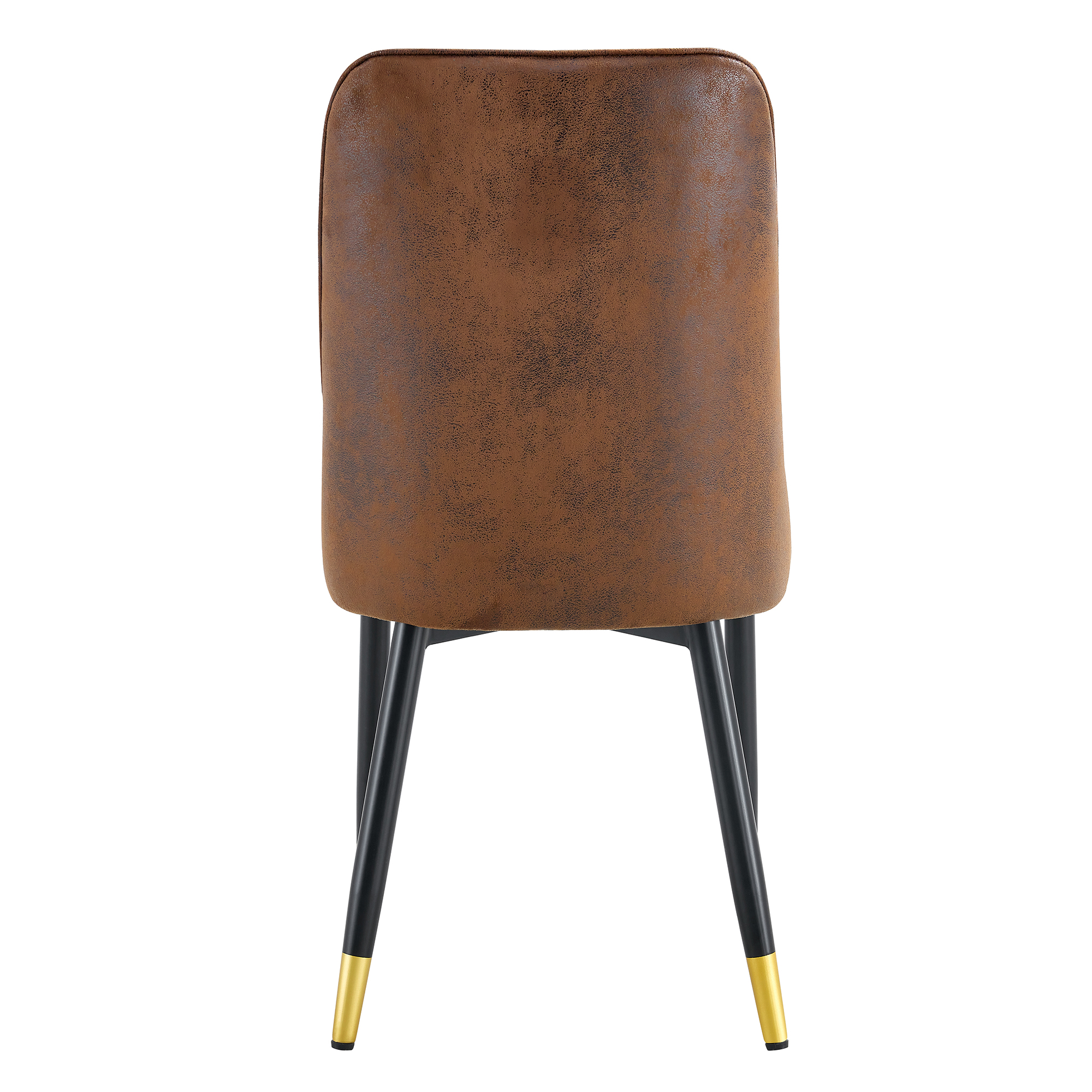 OKWISH Set of 2 Brown Dining Chairs with Metal Legs