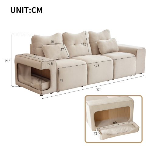 Modernes, kratzfestes Sofa aus Katzenstoff und Samtstoff-OKWISH