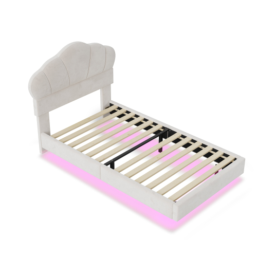 Gepolstertes Bett aus Samtstoff-OKWISH