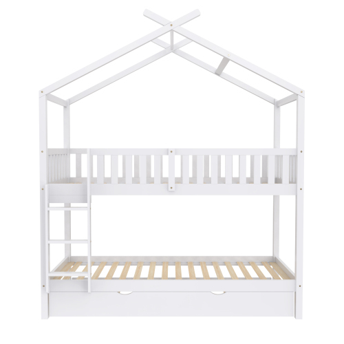 Hausbett Kinderbett Jugendbett, drei Betten, Ausziehbar, Platzsparendes Design