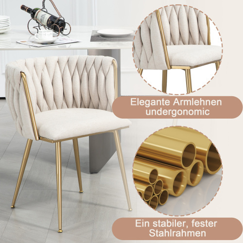 Casual Dining Chair Sofa Chair Leinenstoff gepolsterter Loungesessel (Eisenfüße) 2pcs/set 