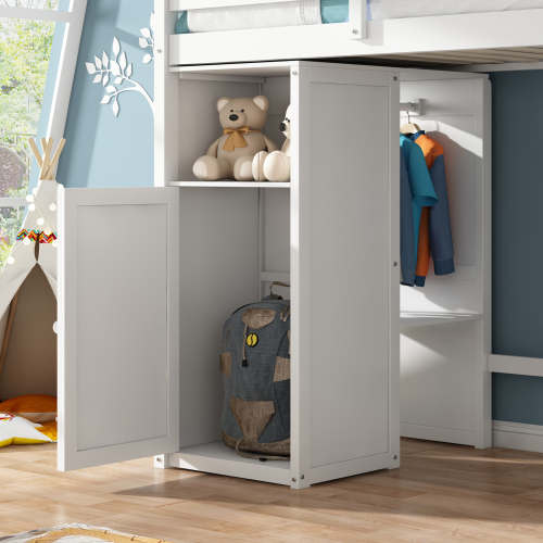 Kinderbett Hochbett mit Schrankrahmenbett-OKWISH