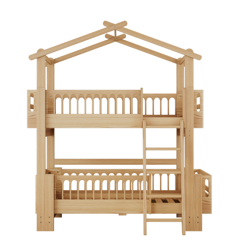 Anti-Fall-Kinderetagenbett aus Kiefernholz-OKWISH