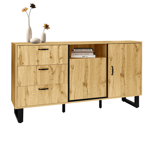 Sideboard, Kommode mit Schubladen und Türen, Farbblockdesign 