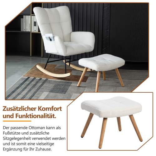 Ergonomischer Schaukelstuhl mit Gestell aus Gummiholz-OKWISH