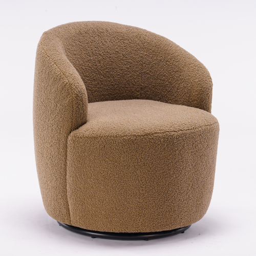 Teddy Fabric Swivel Accent Armchair Barrel Chair With Black Powder Coating Metal Ring