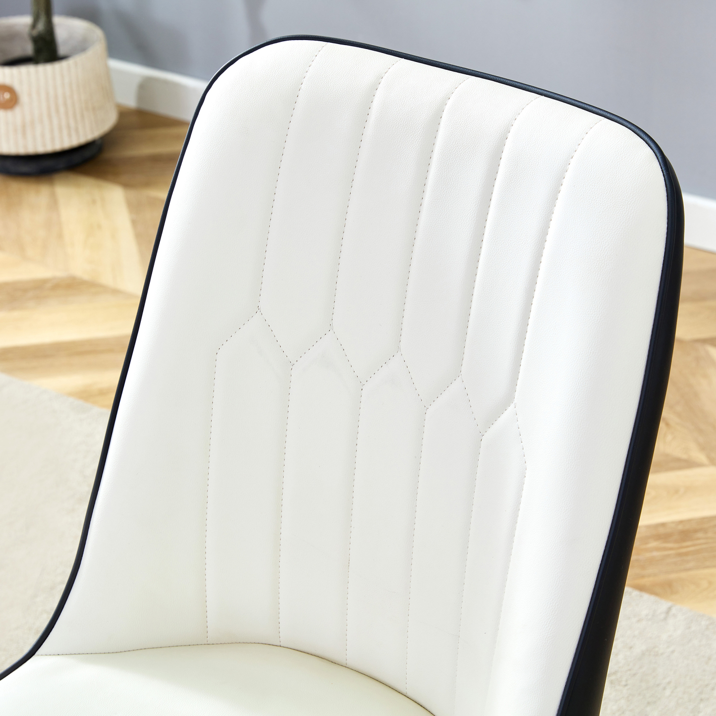 OKWISH Dining Chair with PU Leather Seat and Metal Legs